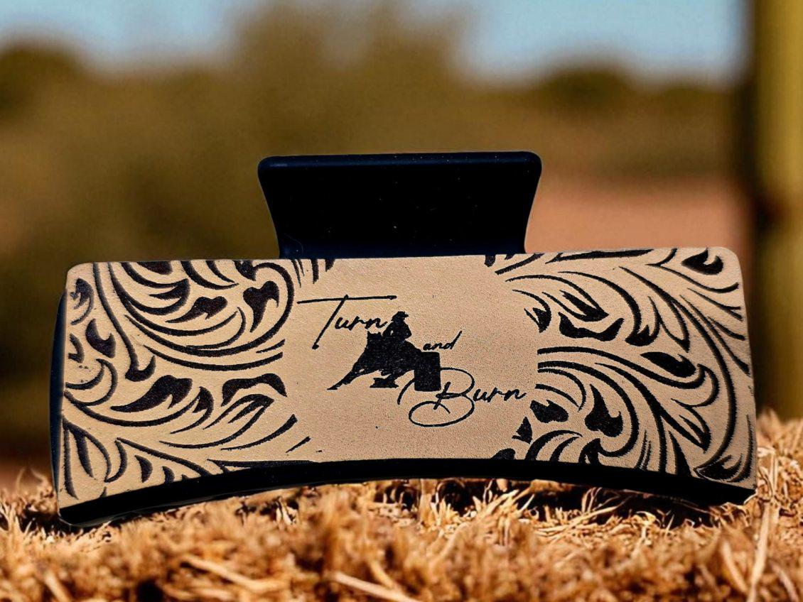 Rodeo-Ready Genuine Leather Hair Clip for Barrel Racers – Elevate Your Western Style!