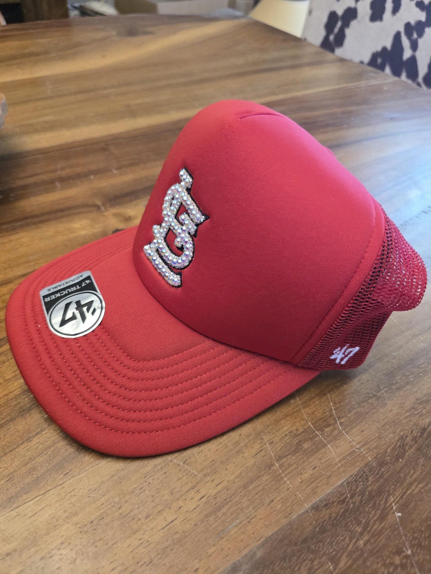 Rhinestone Trucker Hat - Cardinal Red