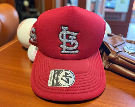 Rhinestone Trucker Hat - Cardinal Red
