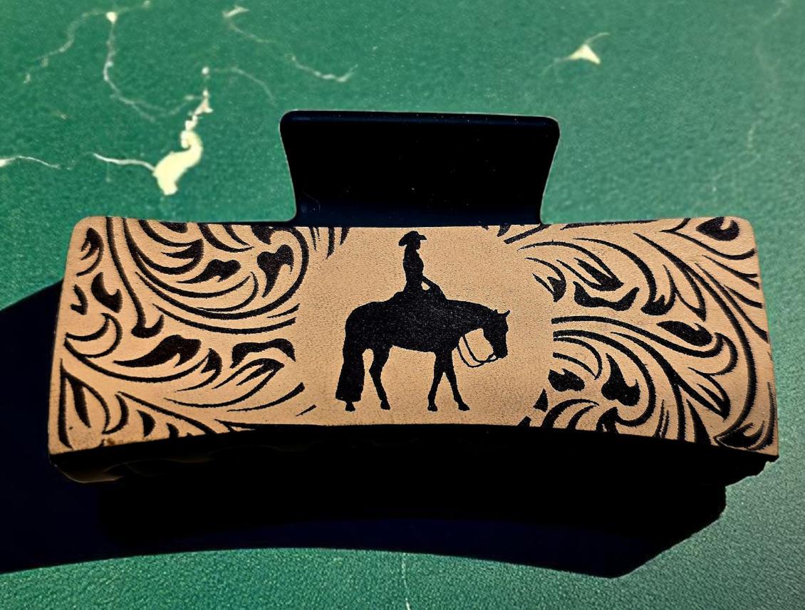 Authentic Leather Hair Clip with Western Pleasure Design – A Must-Have for Horse Lovers!