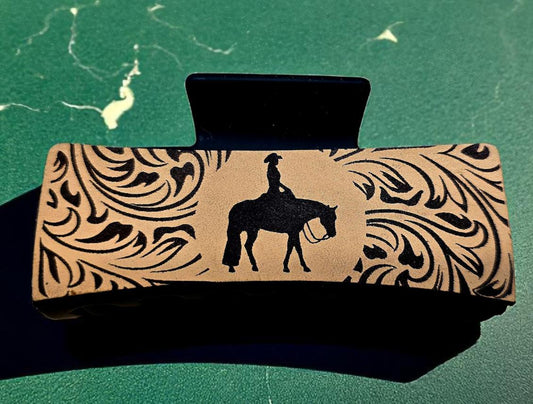 Authentic Leather Hair Clip with Western Pleasure Design – A Must-Have for Horse Lovers!