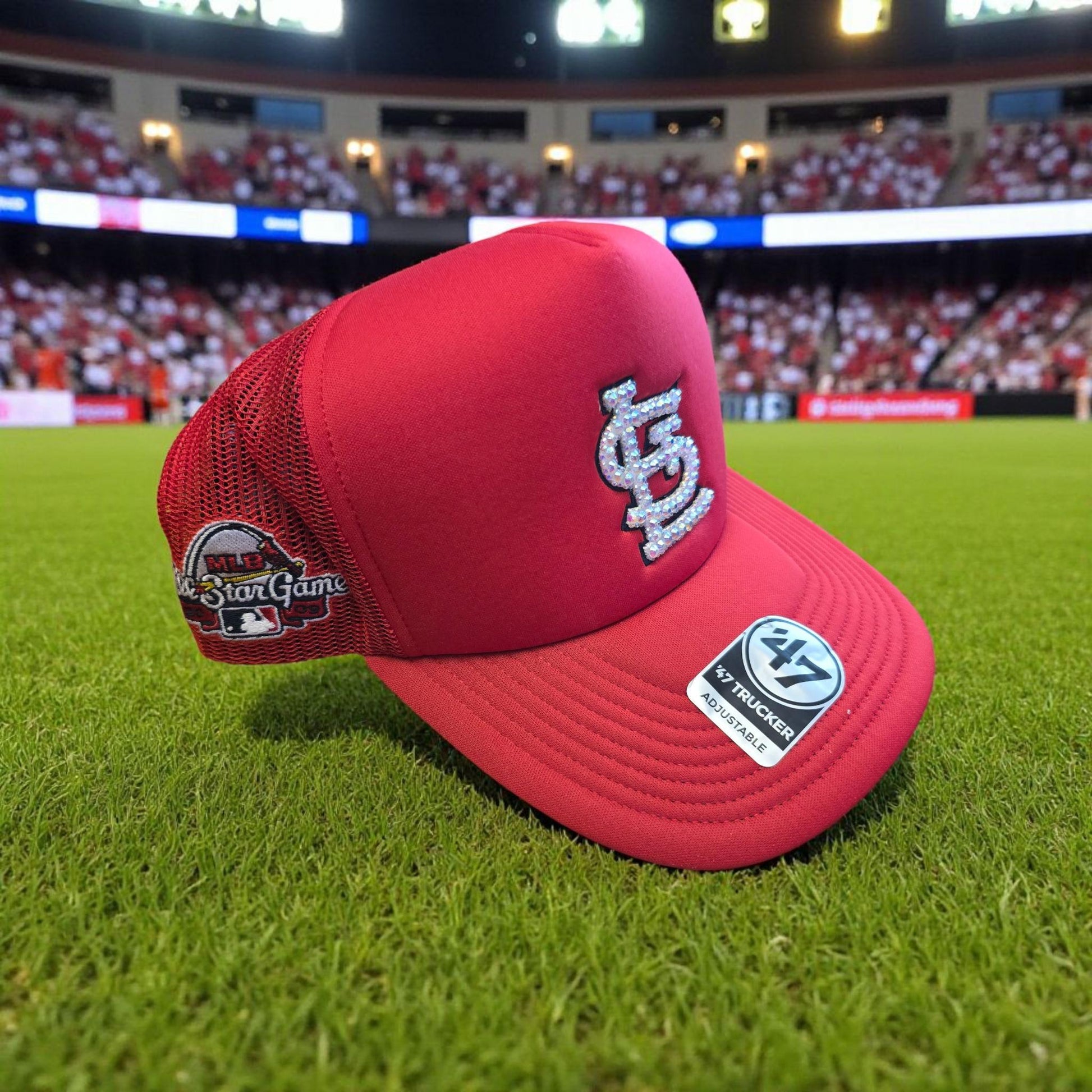 Rhinestone Trucker Hat - Cardinal Red
