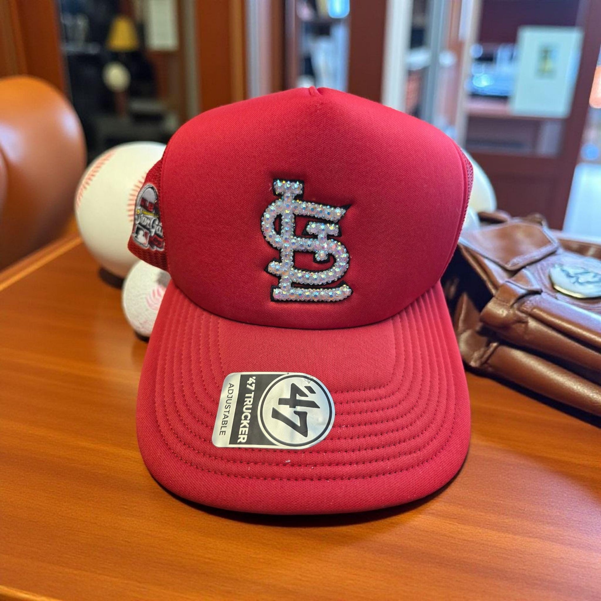 Rhinestone Trucker Hat - Cardinal Red