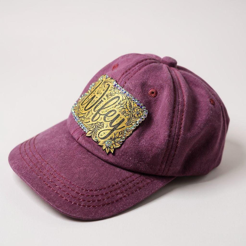 Cowgirl Western Wifey Rhinestone Maroon Hat