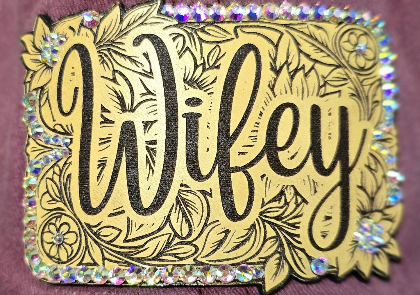 Cowgirl Western Wifey Rhinestone Maroon Hat