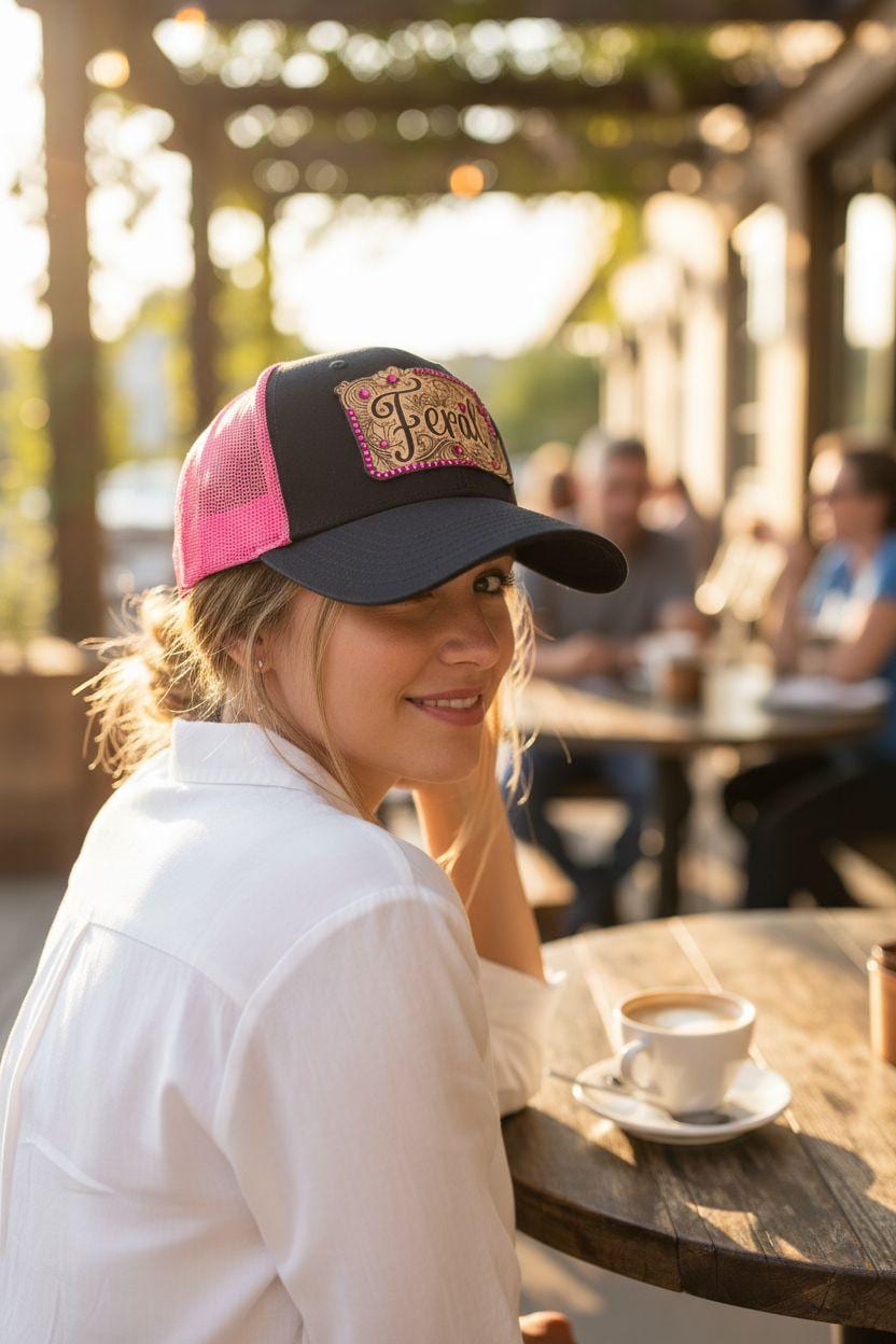 Hot Pink "Feral” Western Trucker Rhinestone Hat