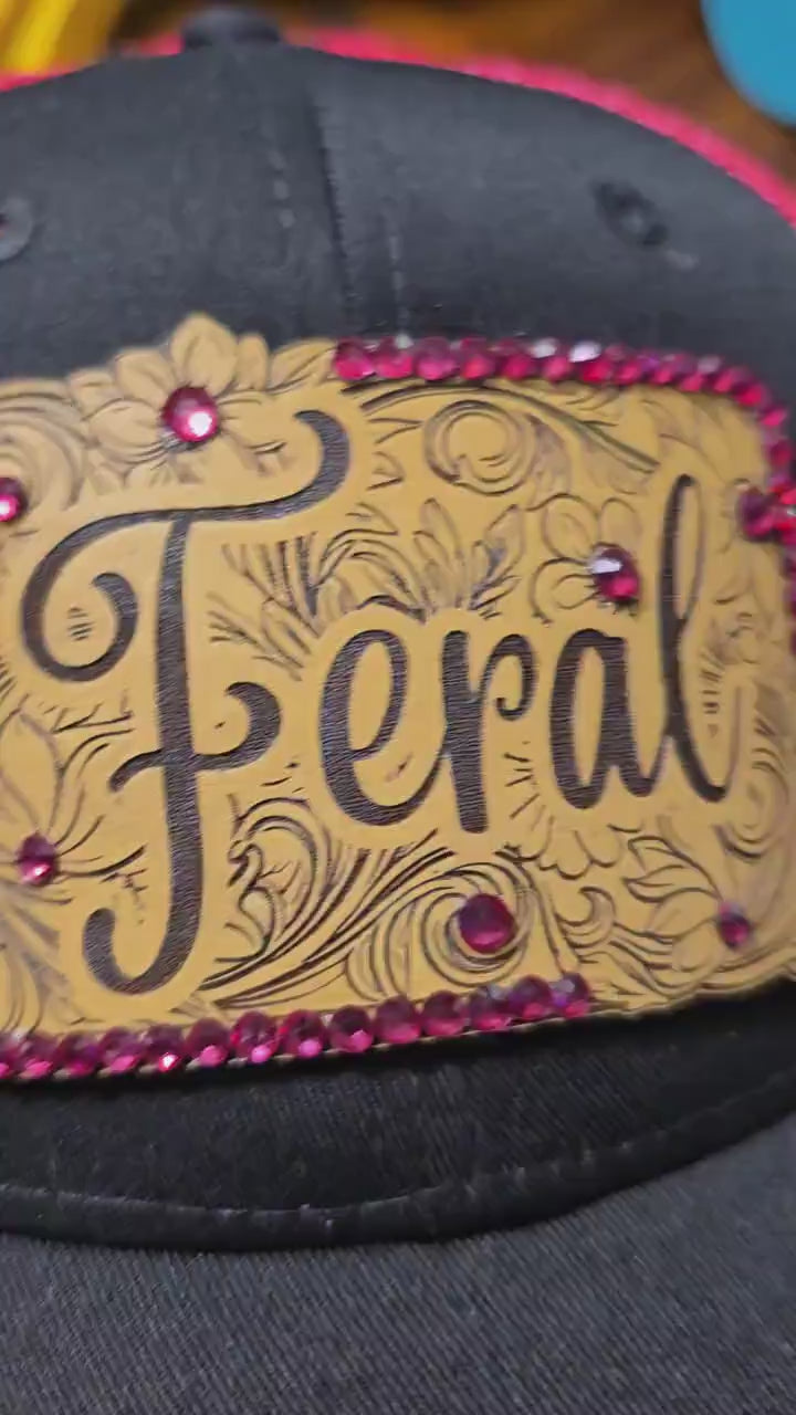 Hot Pink "Feral” Western Trucker Rhinestone Hat