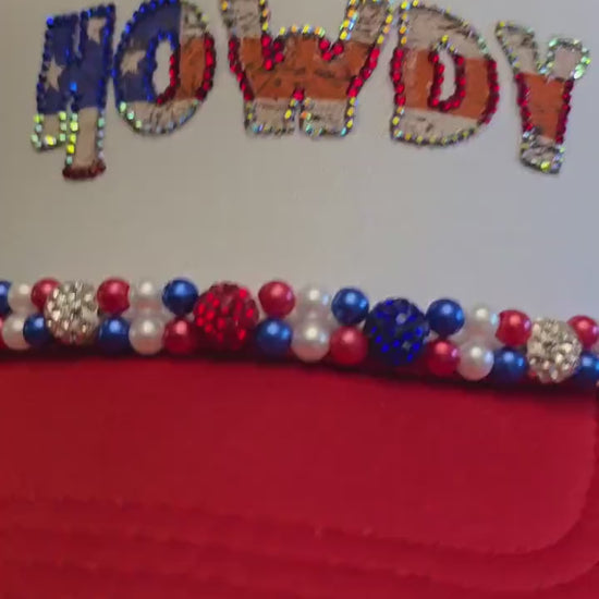 Rhinestone "Howdy" Cap: Patriotic USA Flag Cotton Blend