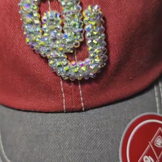 Rhinestone Red and Gray OU Trucker Hat