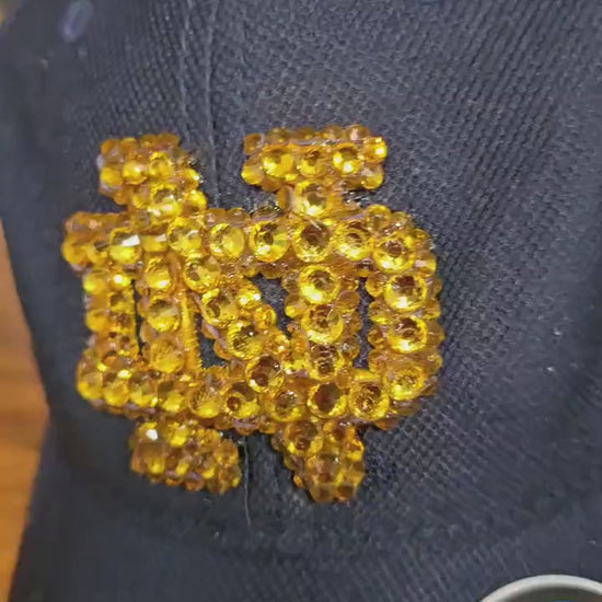 Rhinestone Hat: Navy Baseball Cap with Gold ND Logo