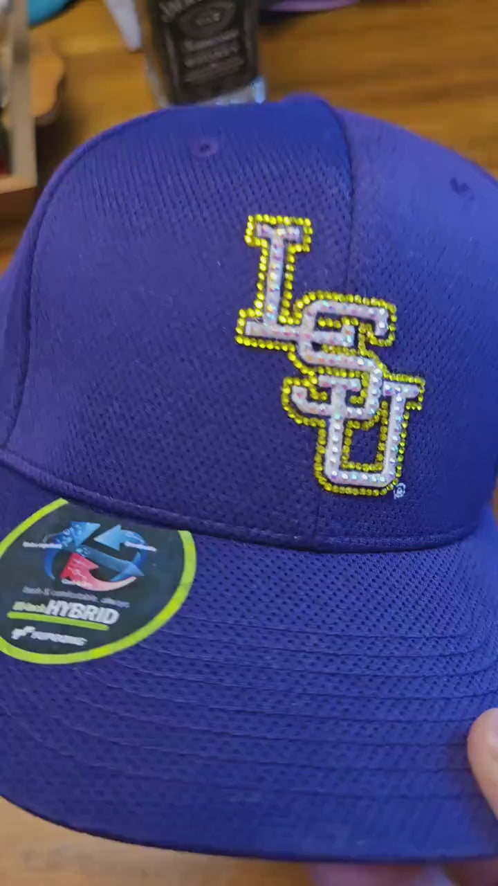 LSU Bling Hat – Purple Rhinestone Cap, Game Day Mardi Gras Sparkle