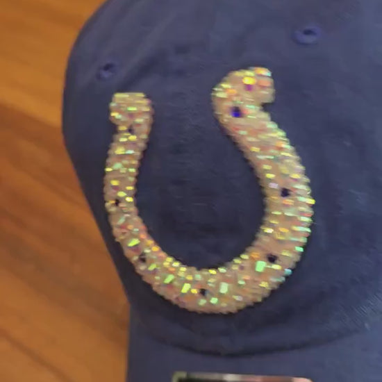 Sparkly Lucky Horseshoe Baseball Hat – Game Day Bling Hat