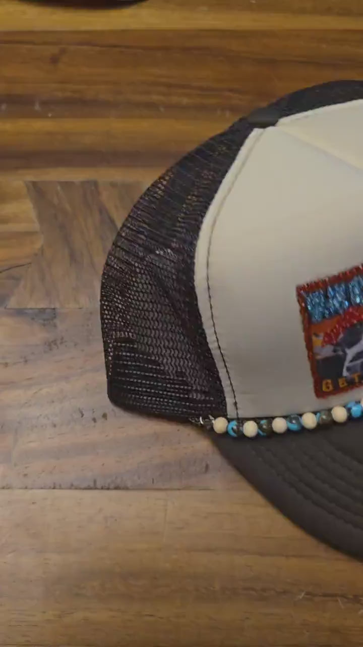 Rhinestone Cow Trucker Hat: Funny Farm Girl Western Cap