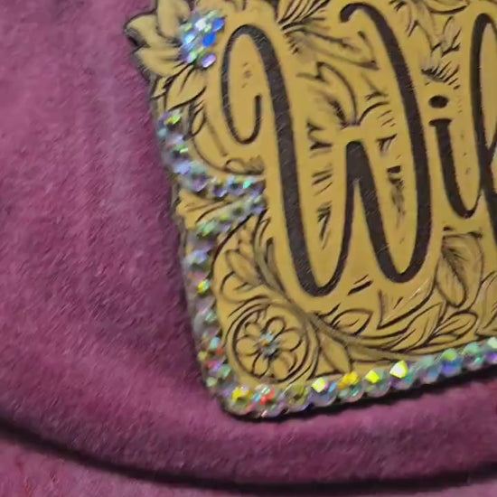 Cowgirl Western Wifey Rhinestone Maroon Hat