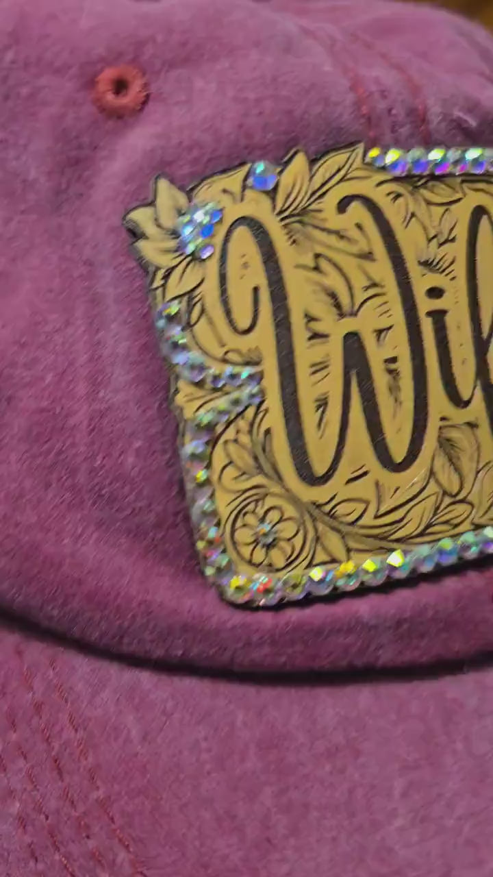 Cowgirl Western Wifey Rhinestone Maroon Hat